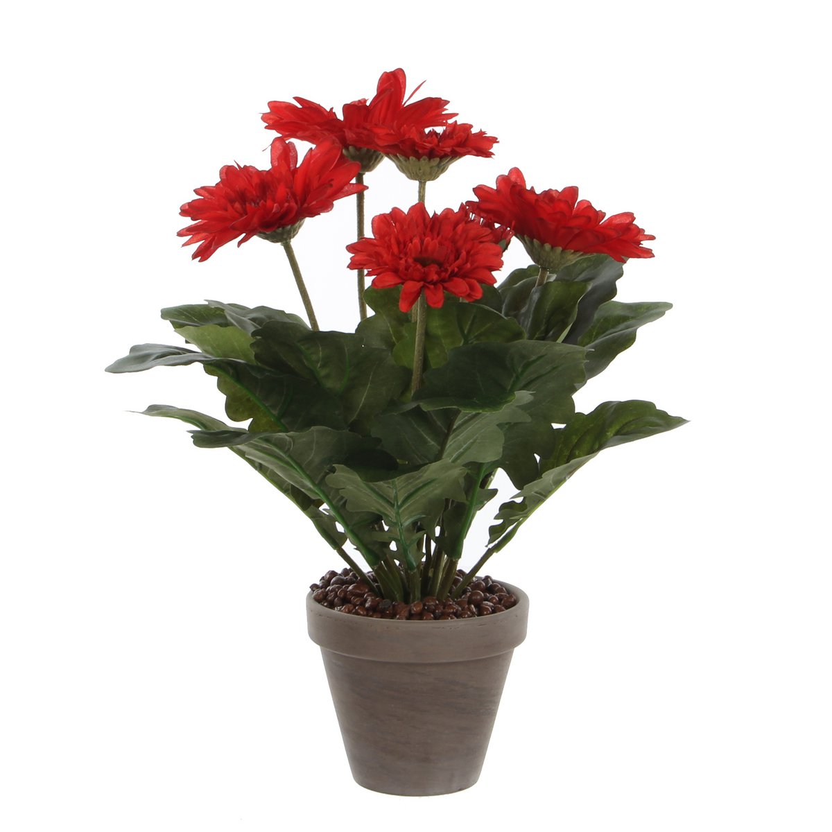 Mica Decorations - Gerbera Kunstplant in Bloempot Stan - H35 x Ø30 cm - Rood