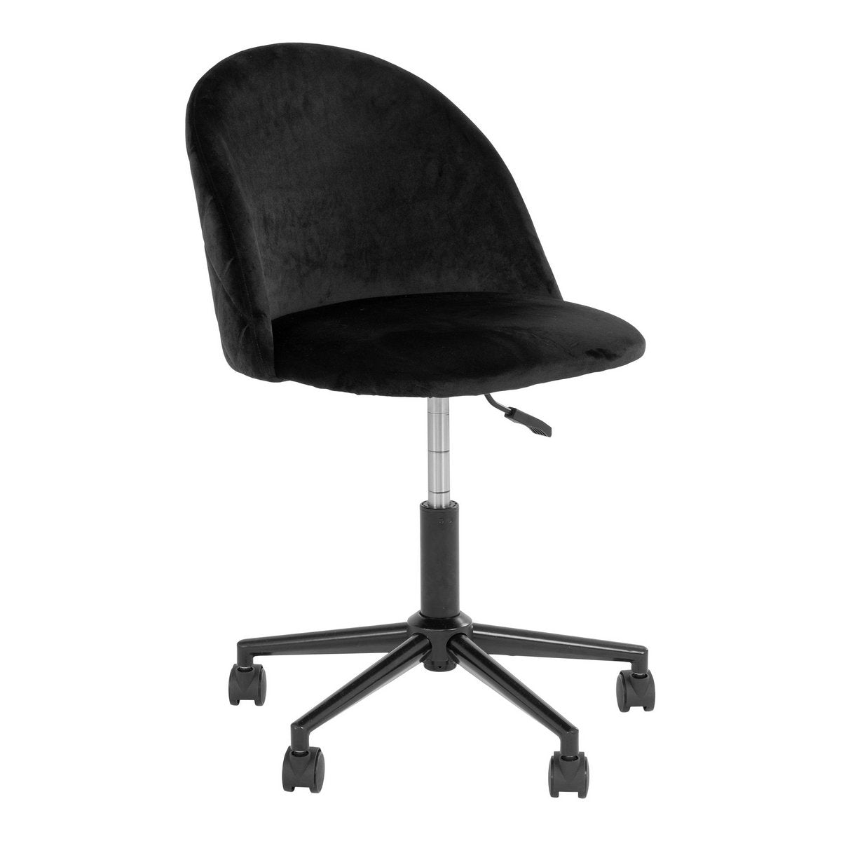 House Nordic - Geneve Office Chair - Bureaustoel in fluweel, zwart met zwarte poten, HN1207