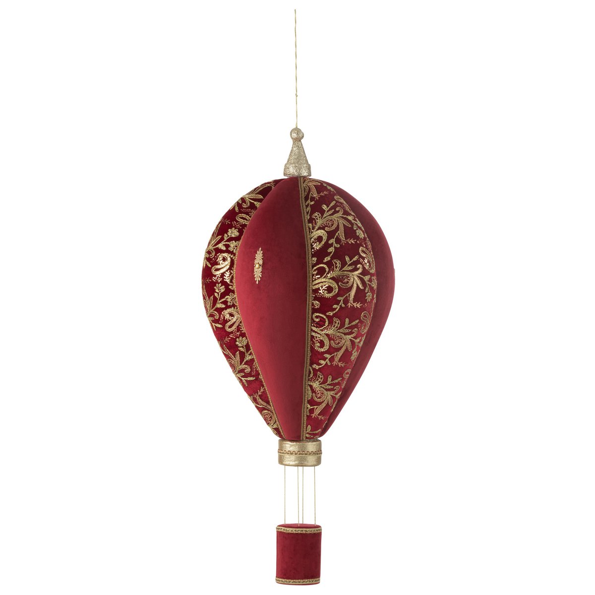 J-Line - Decoratieve hanger 'Heteluchtballon' (Rood/Goud, Maat L)