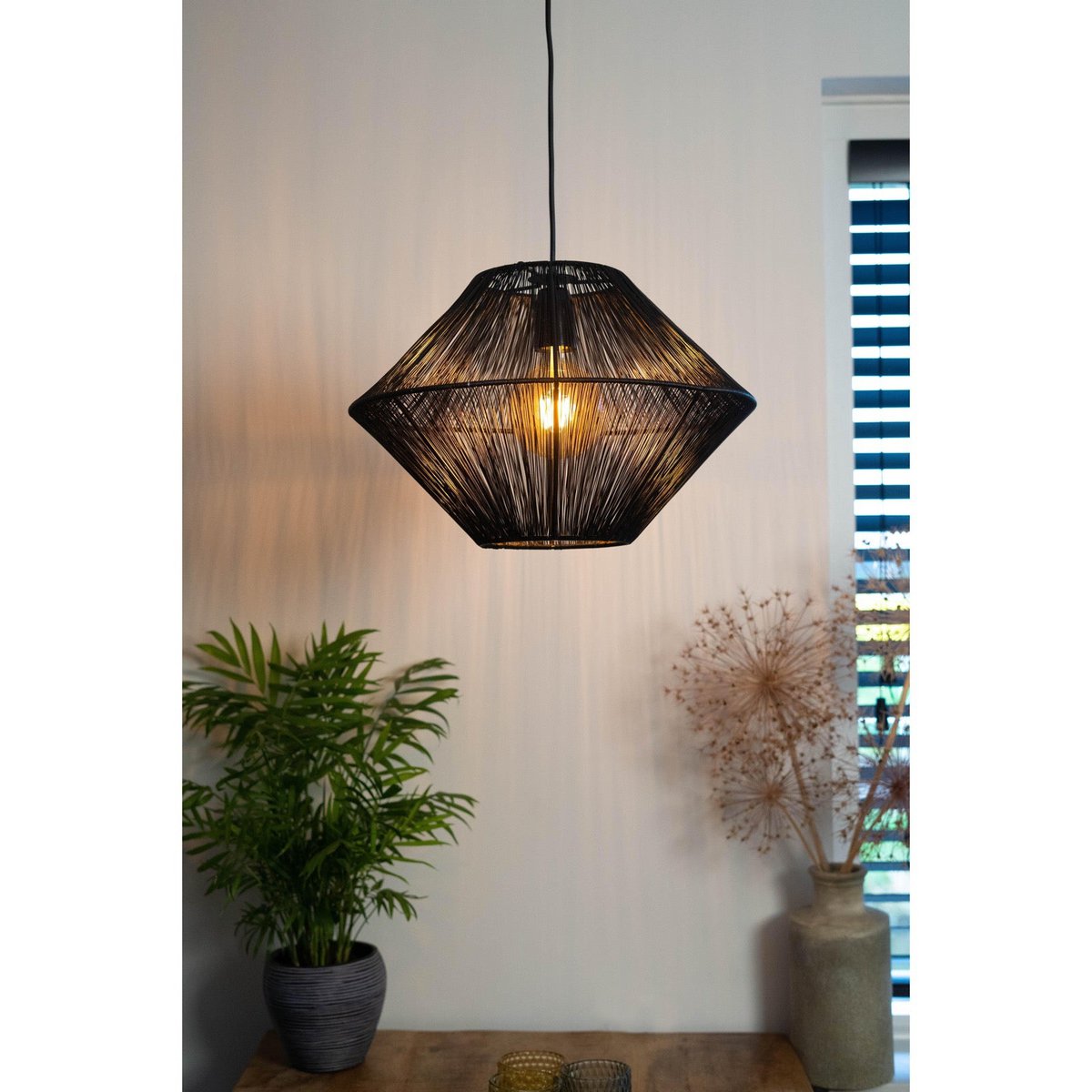 1304 Design - Hanglamp CHARLY mat zwart Ø50x34cm