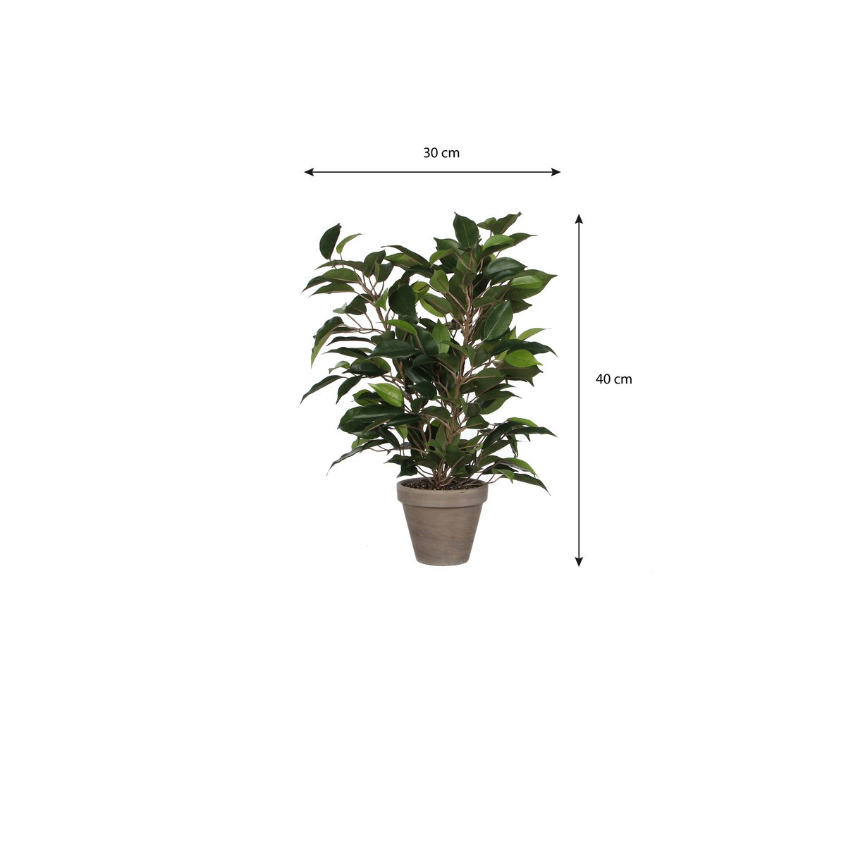 Mica Decorations - Ficus Natasja Kunstplant in Bloempot Stan - H40 x Ø30 cm - Groen
