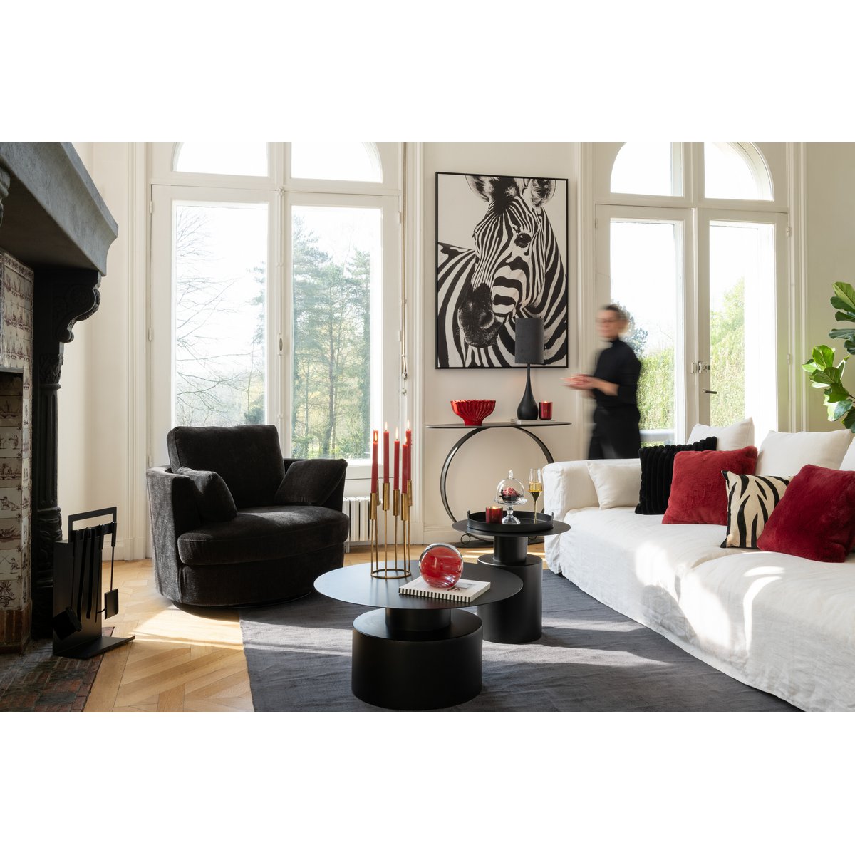 J-Line - Wanddecoratie Zebra Canvas Zwart/Wit