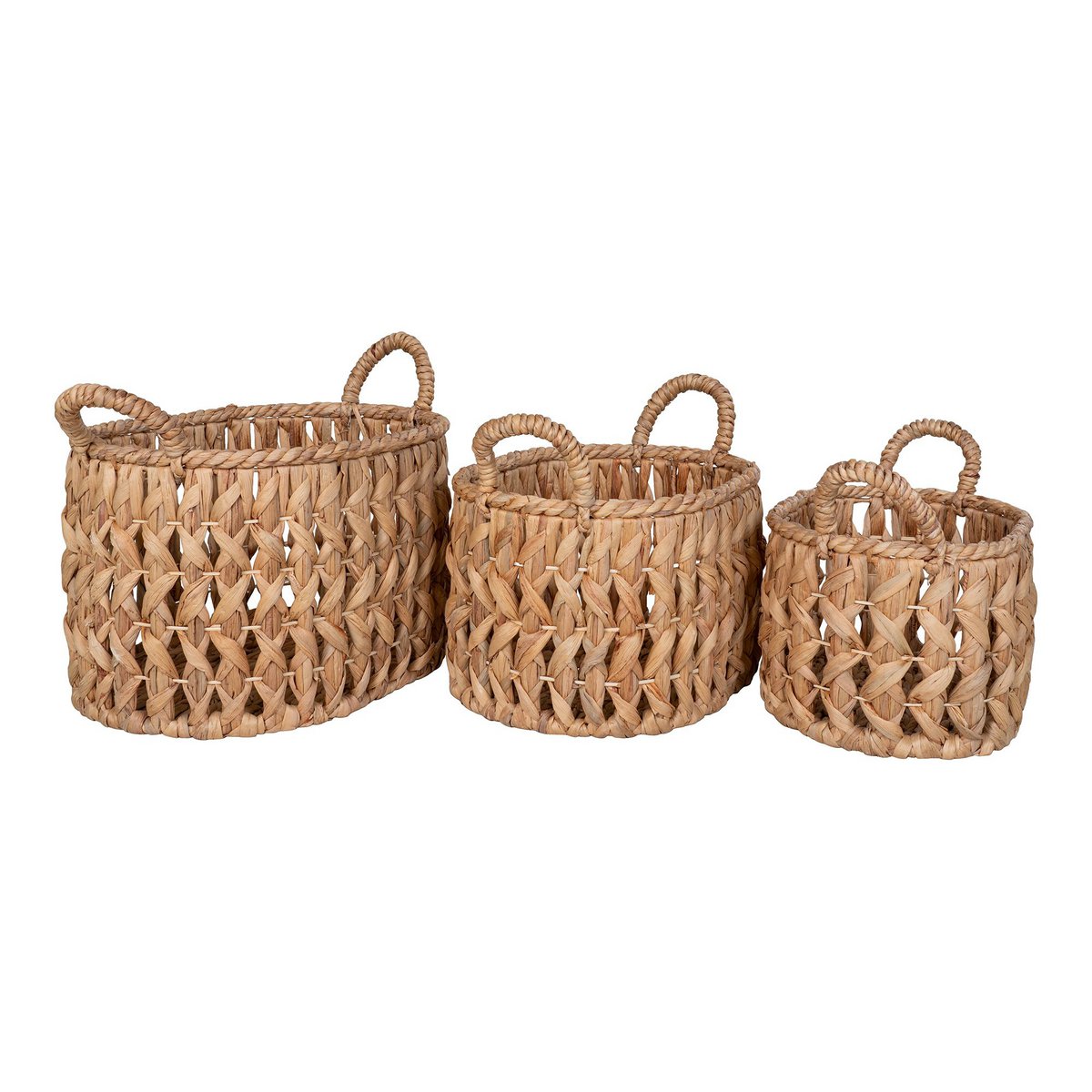 House Nordic - Balerma Basket - Mand met handvatten, waterhyacint, naturel, set van 3