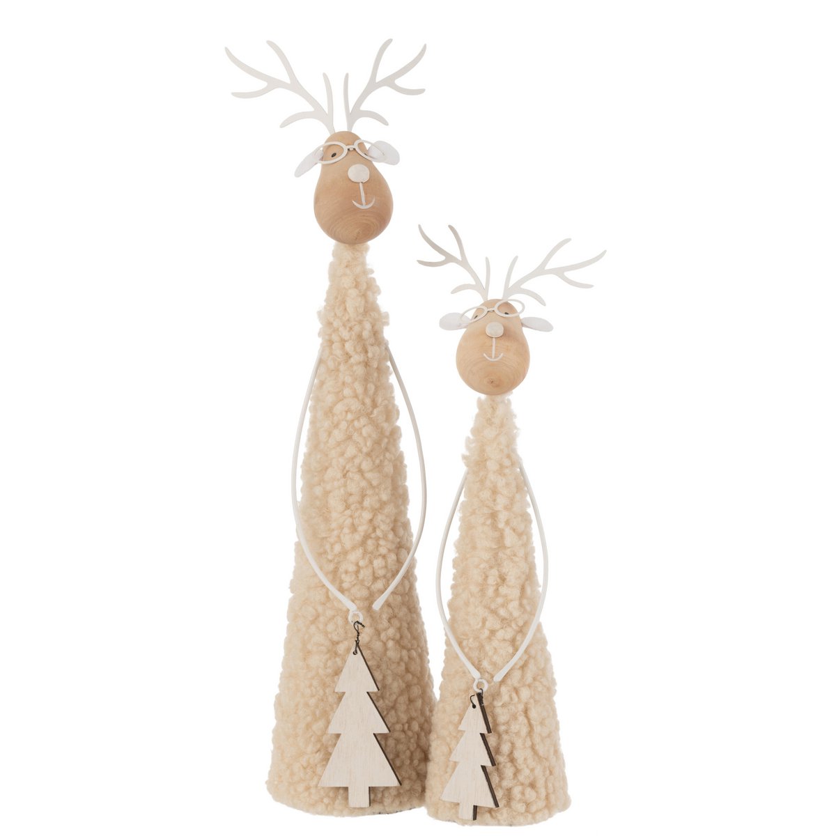 J-Line - Decoratief kerstfiguur 'Rendier' (Maat L, Beige)