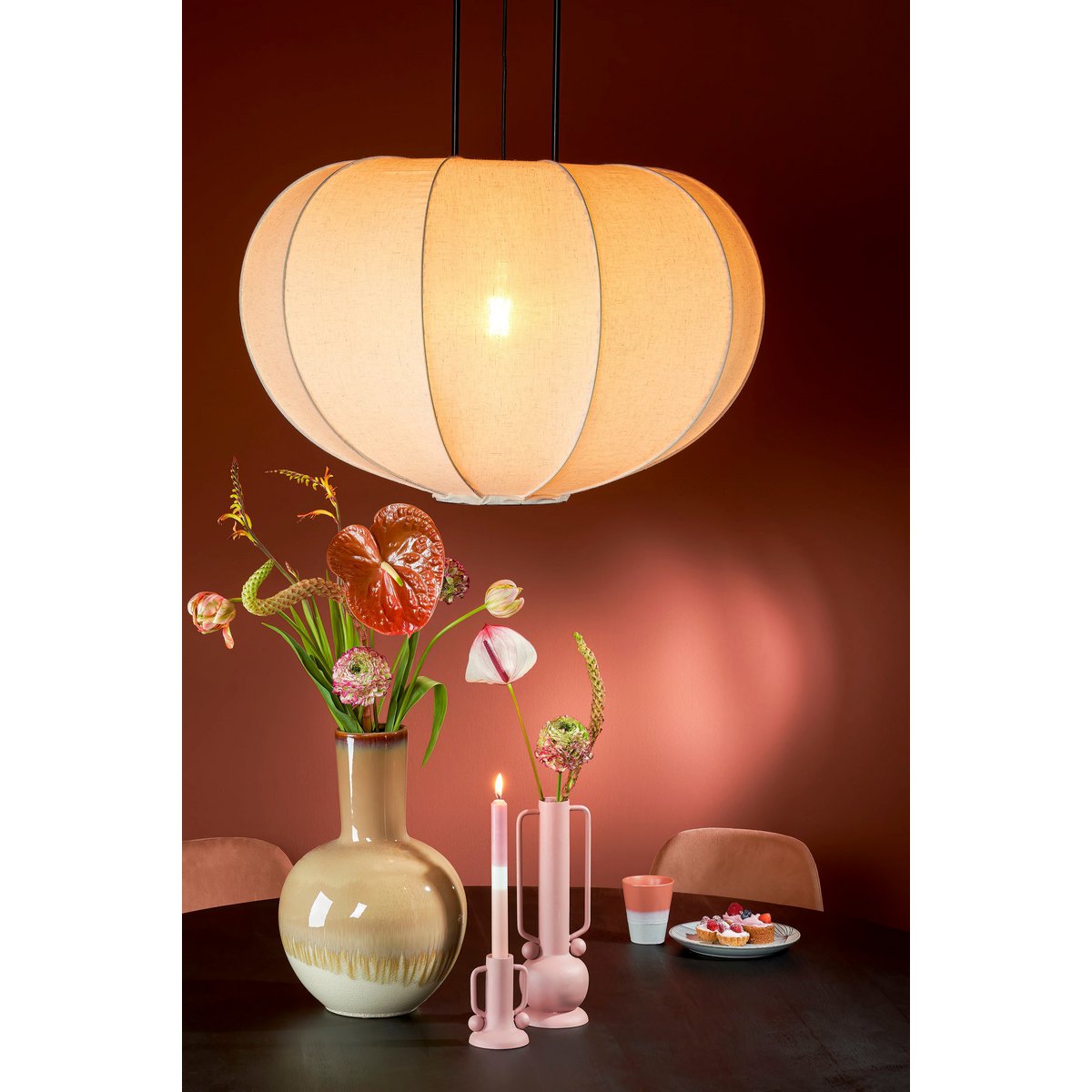 Mica Decorations - Pego Hanglamp - H55 x Ø50 cm - Linnen - Off White