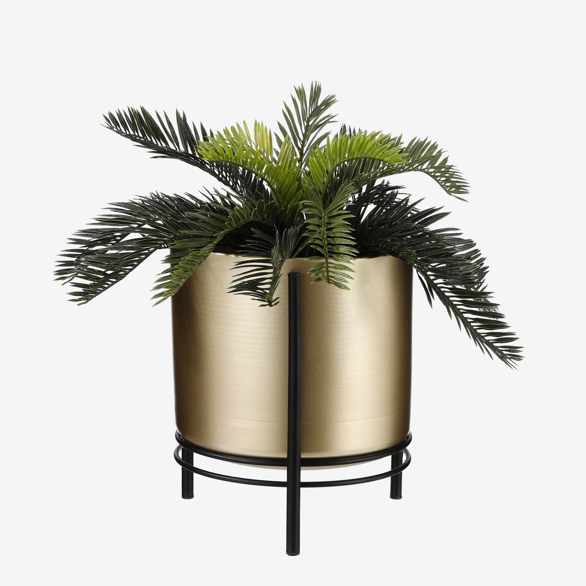 Mica Decorations - Sverre Bloempot op Standaard - H28 x Ø19 cm - Goud, Zwart