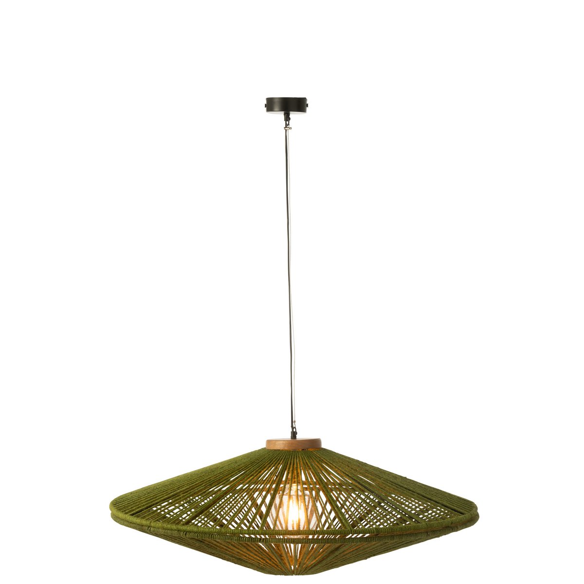 J-Line - Hanglamp Ovni Ijzer/Jute Groen Large