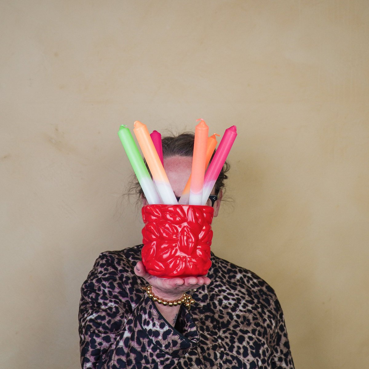 Housevitamin - Pot - Kisses - Keramiek - Rood - 11x11x11,5cm