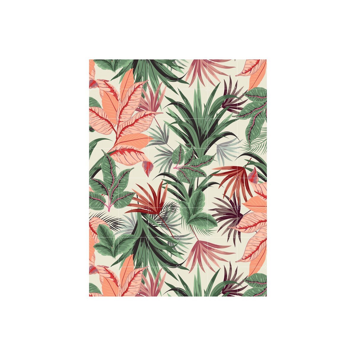 IXXI - Roze Jungle Wall art - Poster - Wanddecoratie - XL - pink, green, orange, white