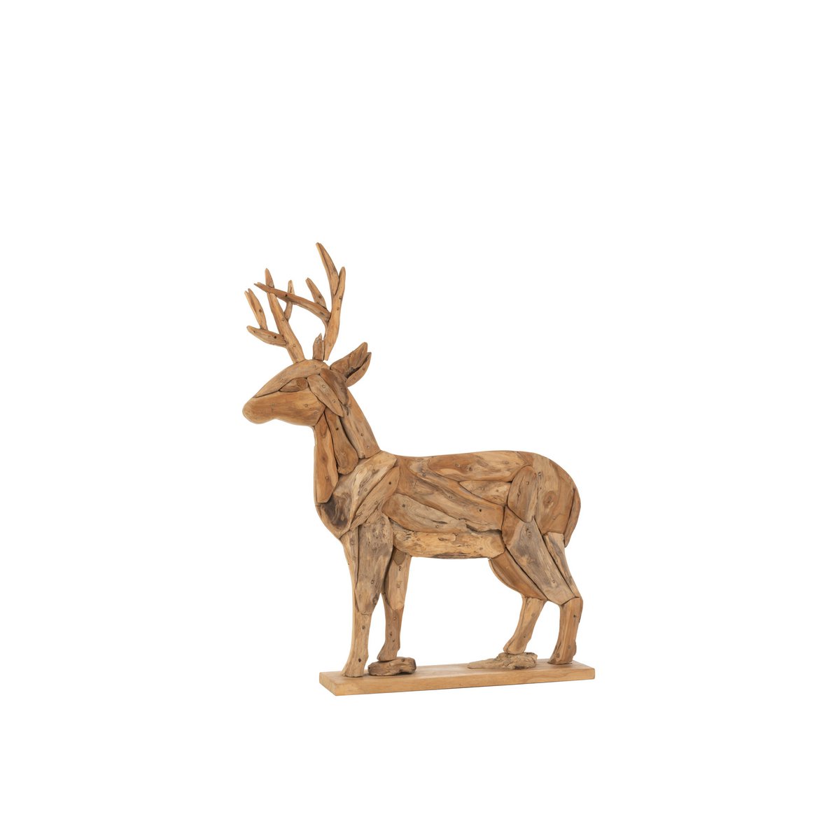 J-Line - Decoratief kerstfiguur 'Rendier' (Maat S, Naturel)