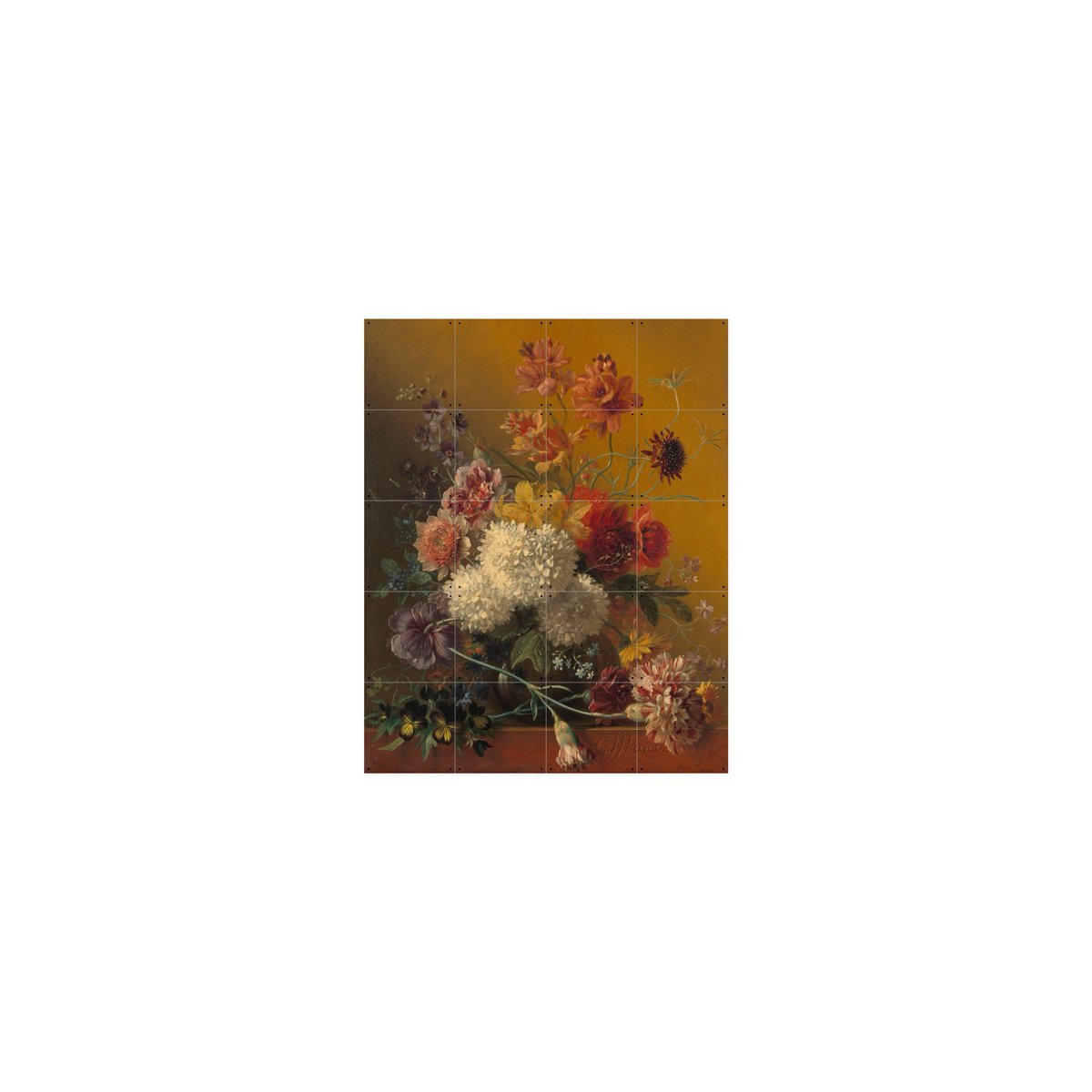 IXXI - Stilleven met bloemen - Van Os Wall art - Poster - Wanddecoratie - S - black, brown, pink, silver