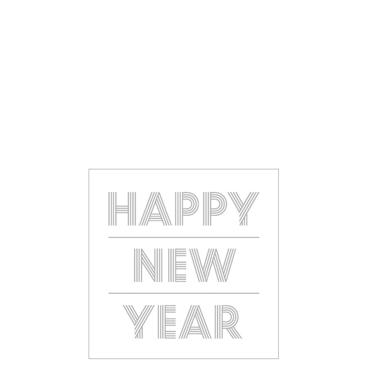 J-Line - Pak 20 Servetten Happy Newyear Papier Wit/Zilver Small