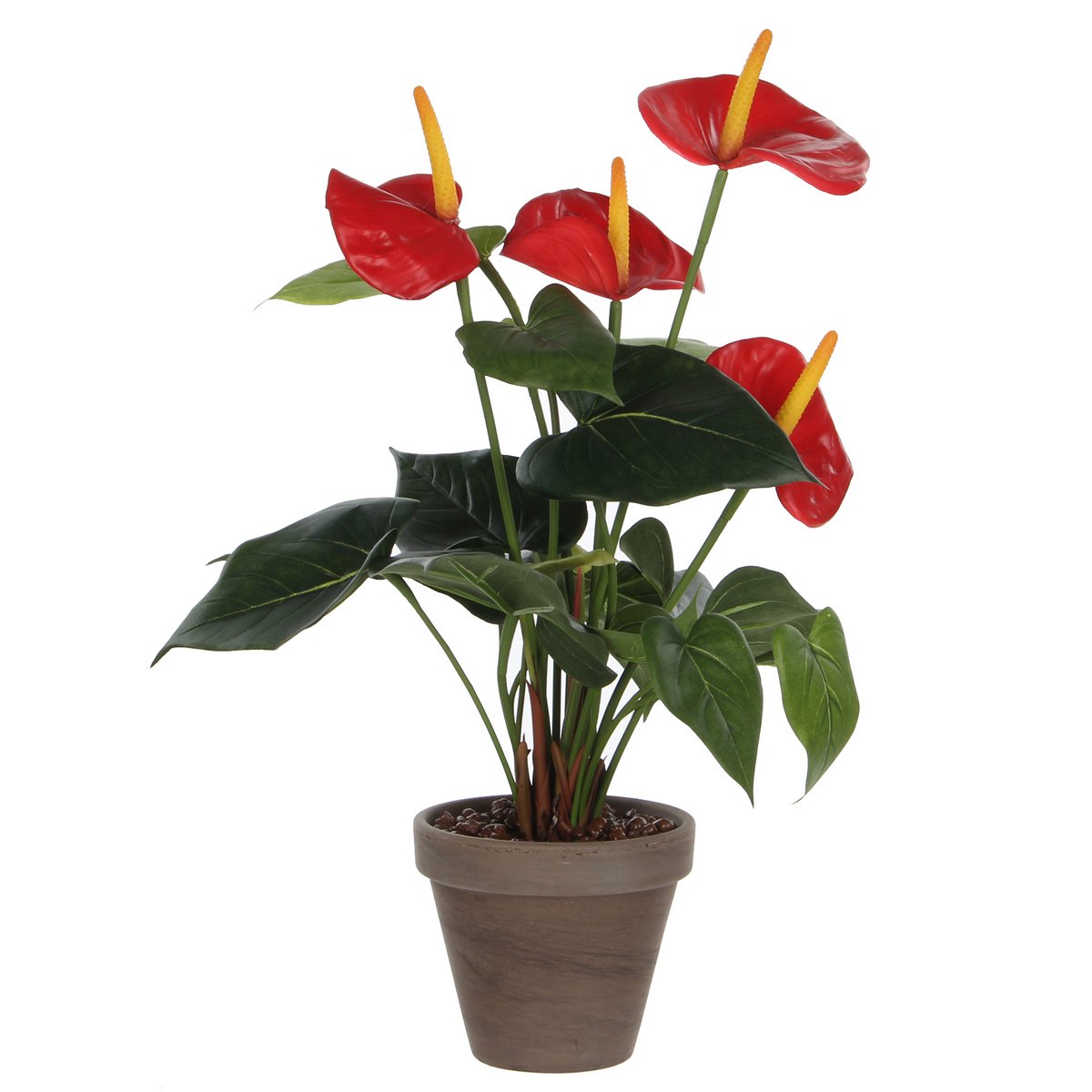 Mica Decorations - Anthurium Kunstplant in Bloempot Stan - H38 x Ø30 cm - Rood