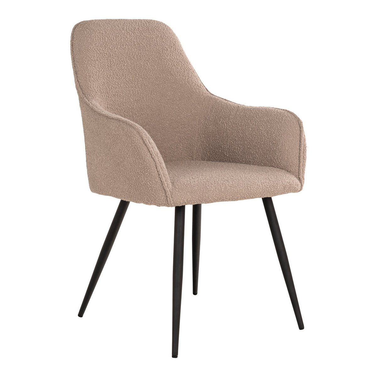 House Nordic - Harbo Dining Chair - Eetkamerstoel in bouclé, beige met zwarte poten, HN1233 - Set van 2