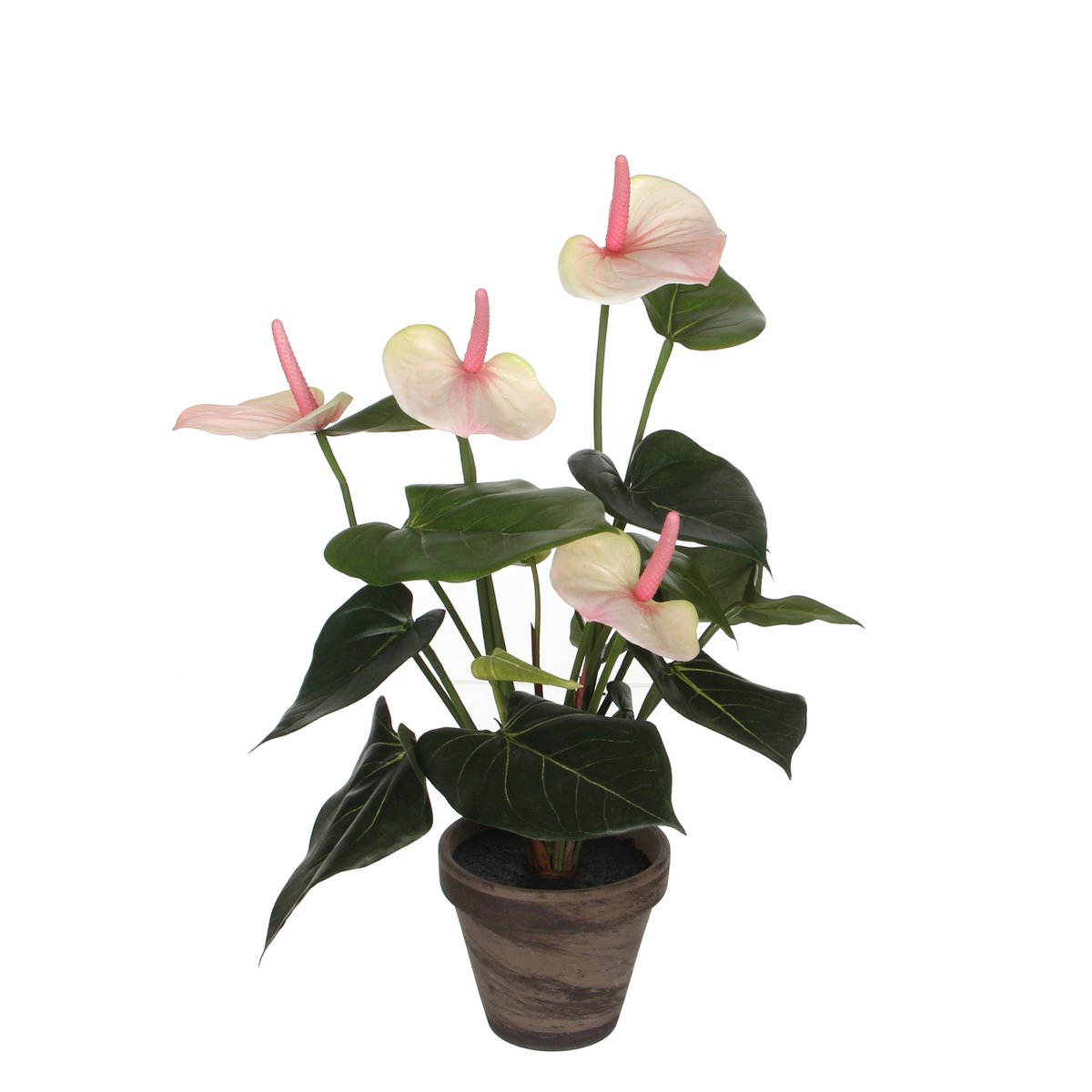 Mica Decorations - Anthurium Kunstplant in Bloempot Stan - H40 x Ø30 cm - Lichtroze