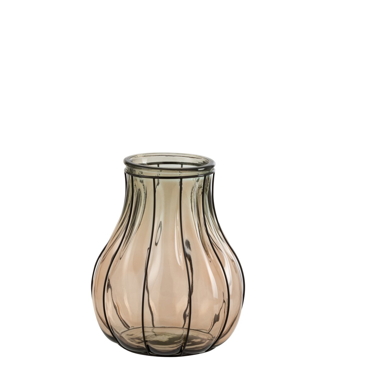 J-Line - Vaas Fusion - Glas/Metaal - Taupe - Small - 30.00cm Hoog