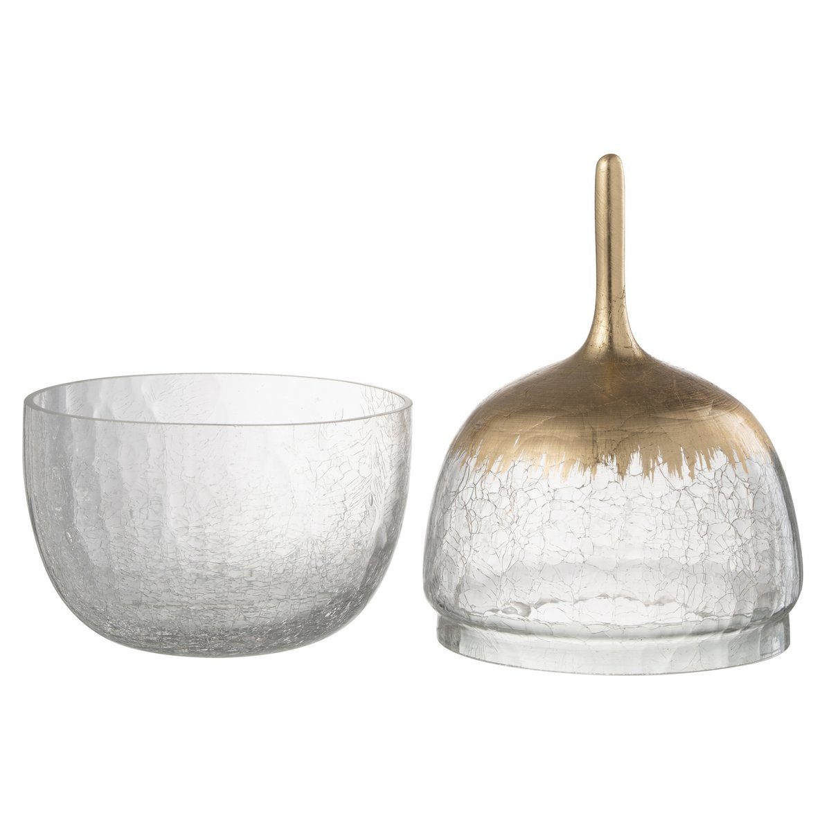 J-Line - Voorraadpot Crackle Glas Transparant Goud Large