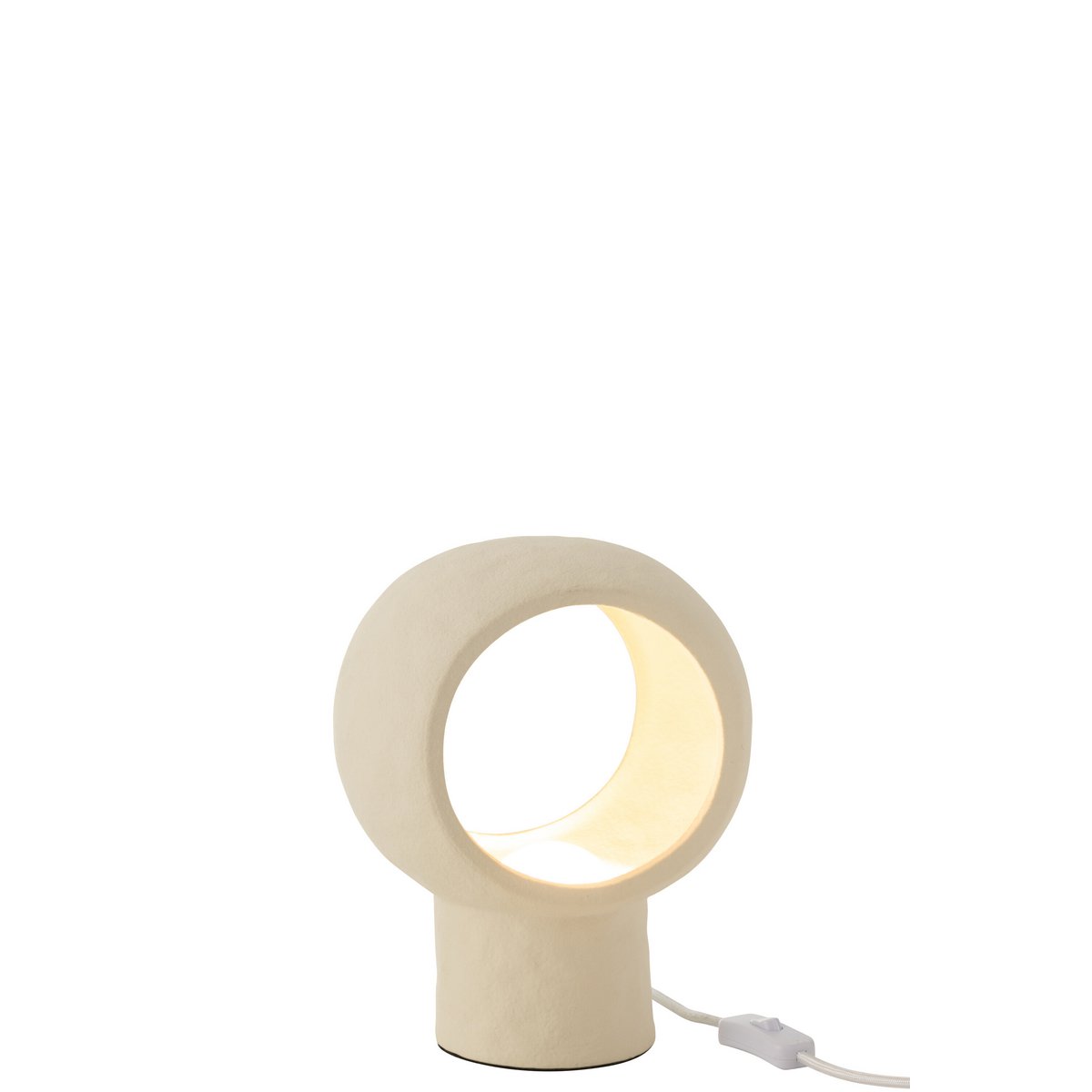 J-Line - Tafellamp Cirkel Glas Globe Aardewerk Beige