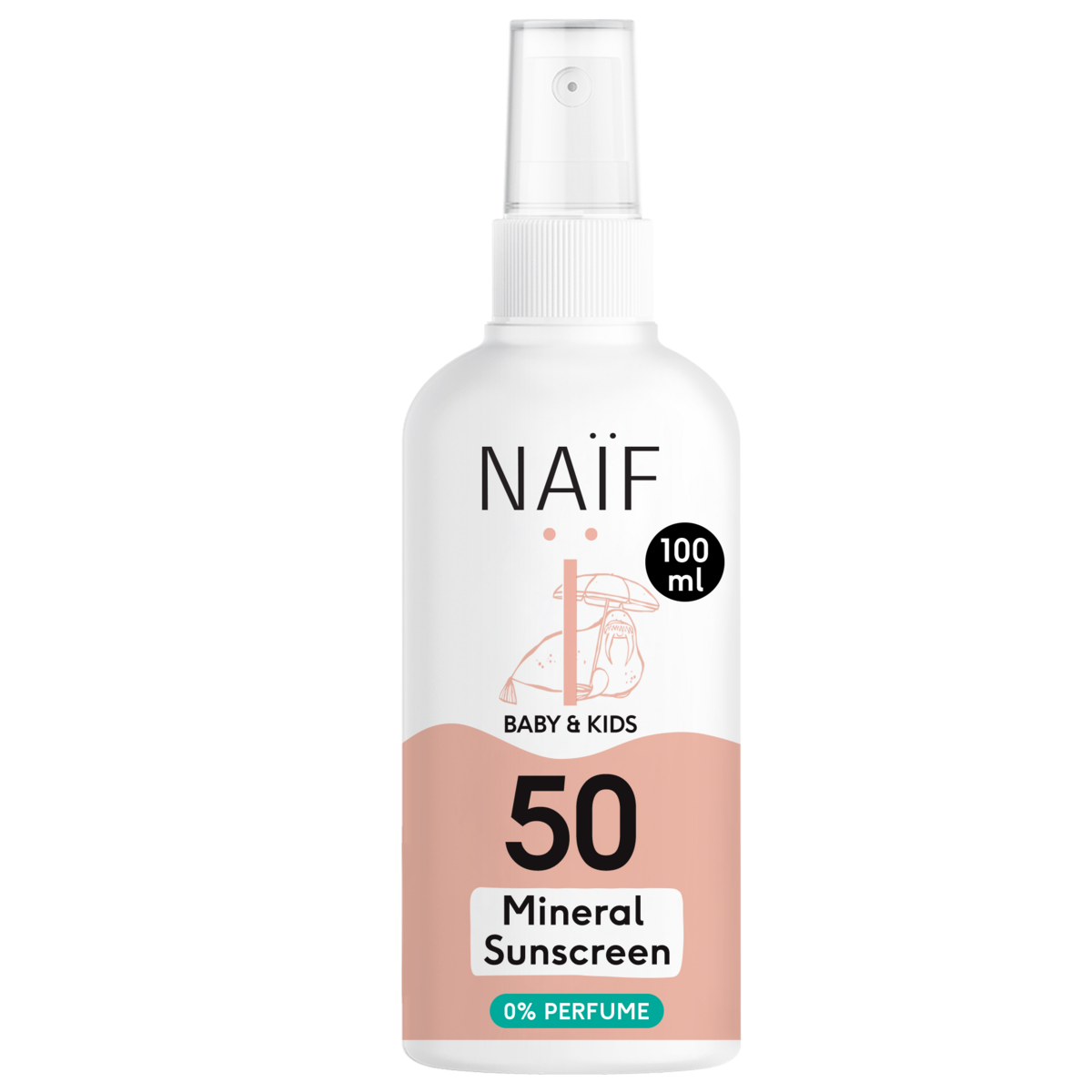 Naïf - Minerale Zonnebrandspray 0% parfum voor Baby & Kids Factor 50 100ML