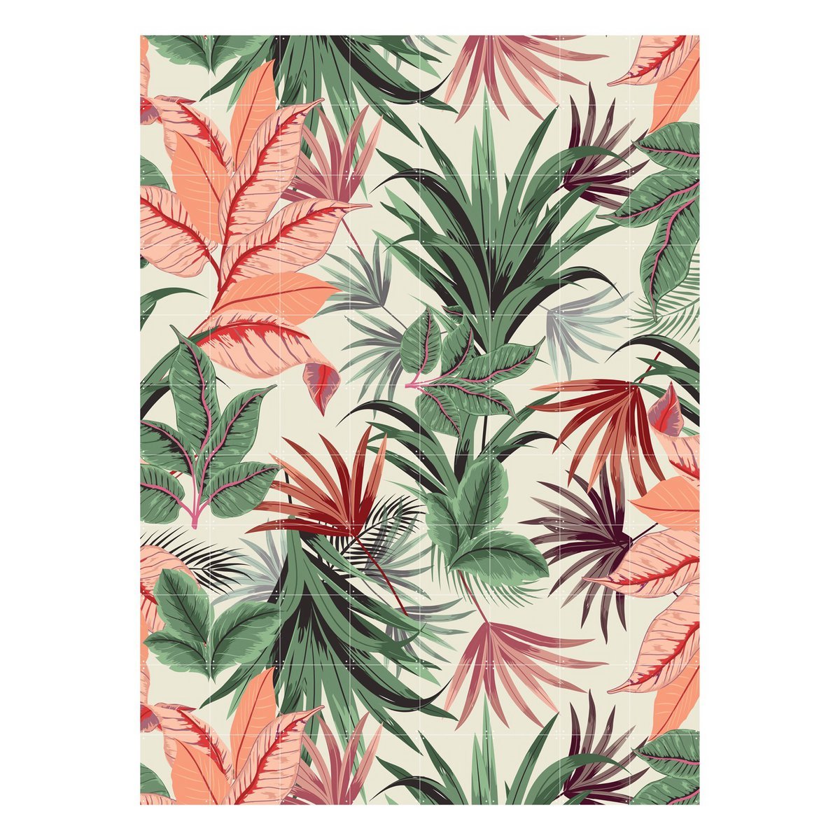 IXXI - Roze Jungle Wall art - Poster - Wanddecoratie - S - pink, green, orange, white