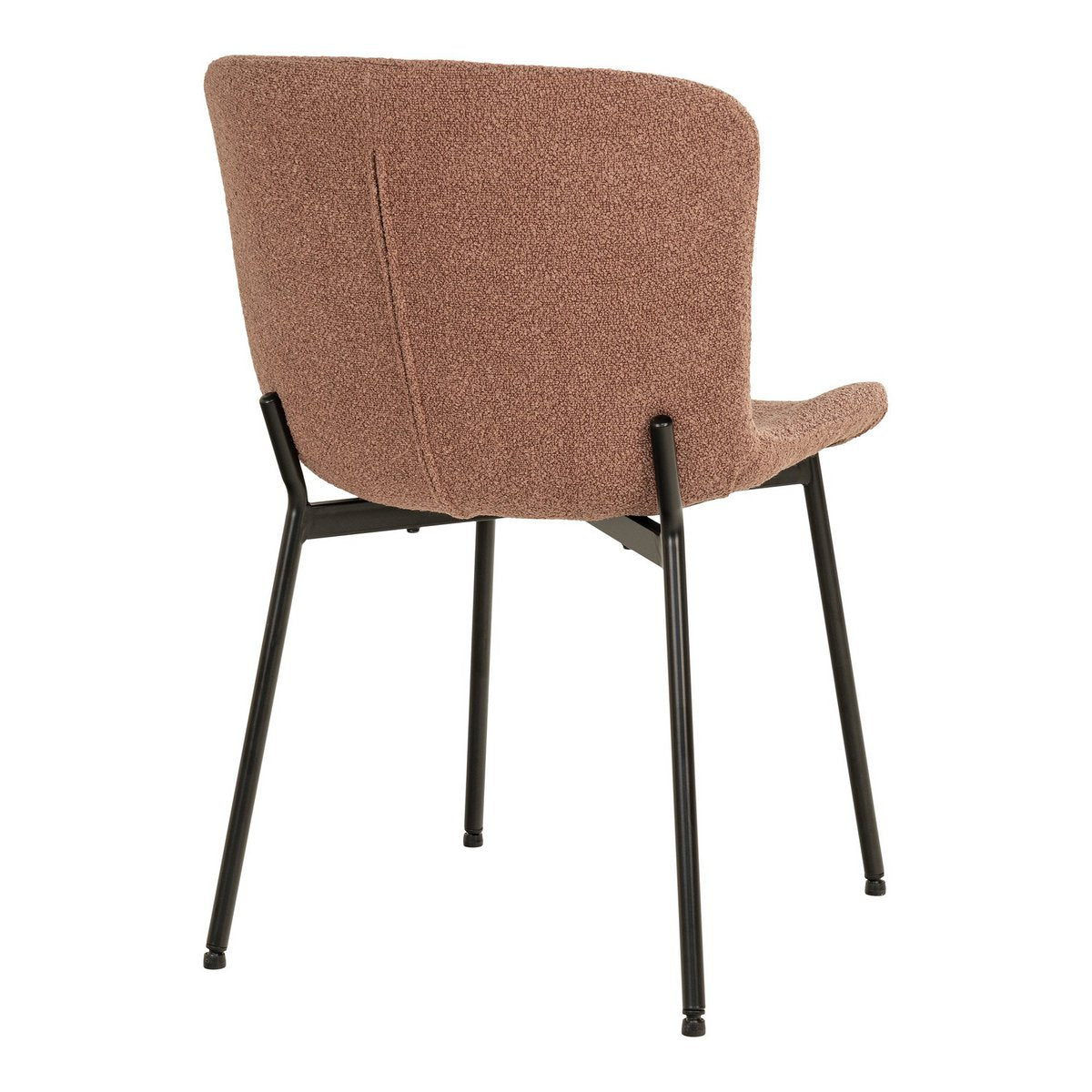 House Nordic - Maceda Dining Chair - Eetkamerstoel in bouclé, roest met zwarte poten - Set van 2