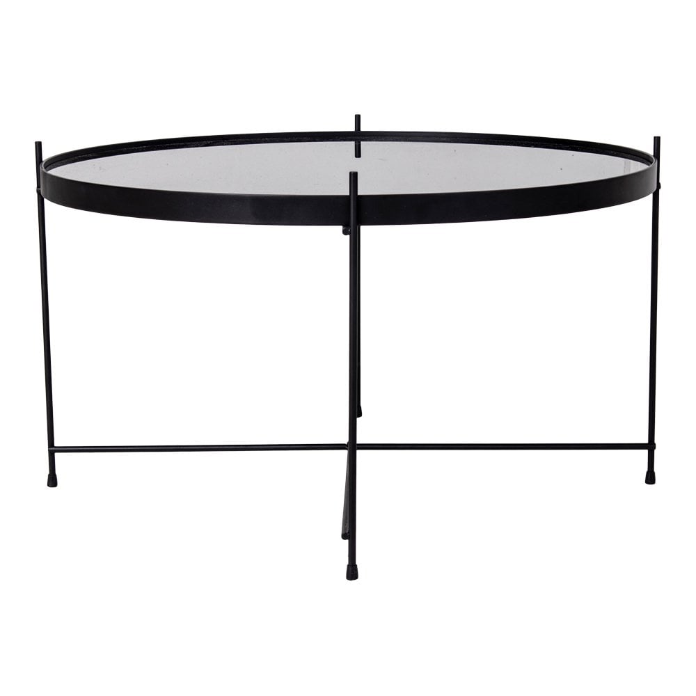 House Nordic - Venezia Salontafel - Salontafel zwart gepoedercoat staal met glas ø70xh40cm