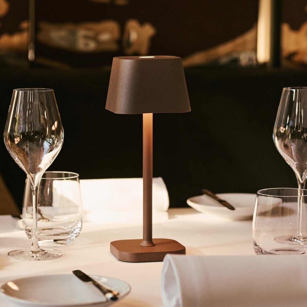 Tavellio-Amsterdam - Ava Mokka Bruin - Oplaadbare tafellamp | Stijlvol, draadloos en dimbaar