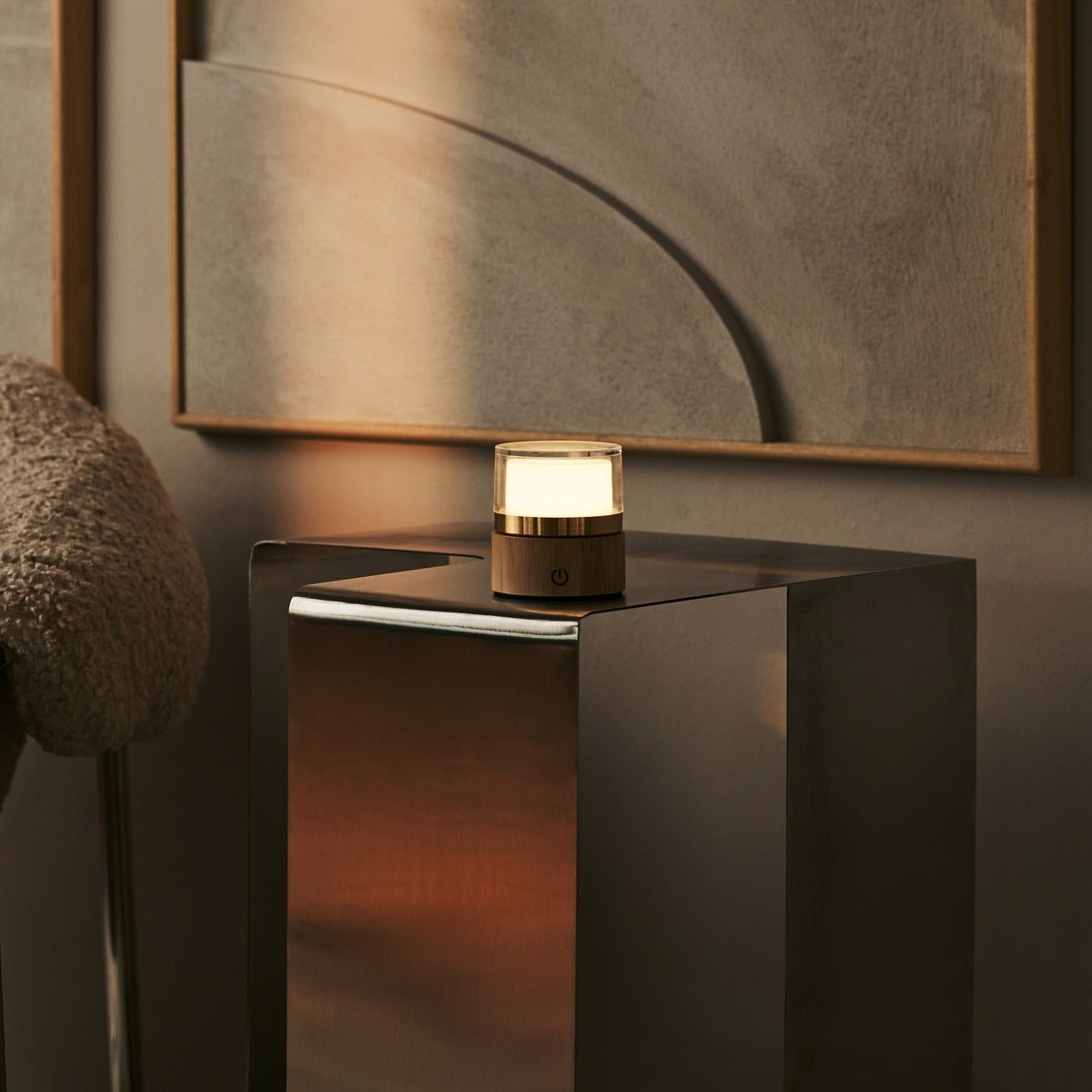 Tavellio-Amsterdam - Leo Lichtbruine compacte oplaadbare lamp - hout, dimbaar licht