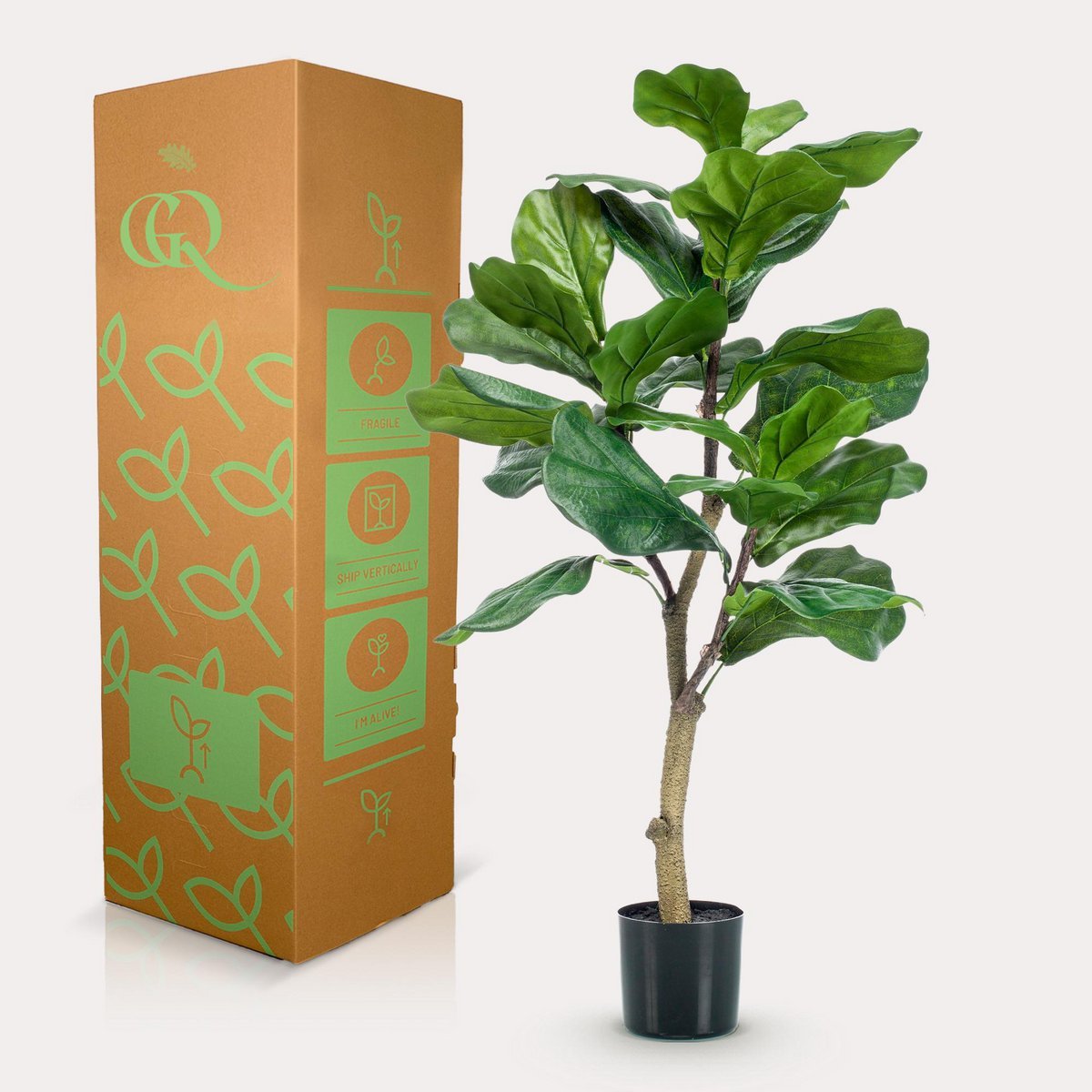 Green BoutiQ - Kunstplant - Ficus Lyrata - Tabaksplant - 90 cm