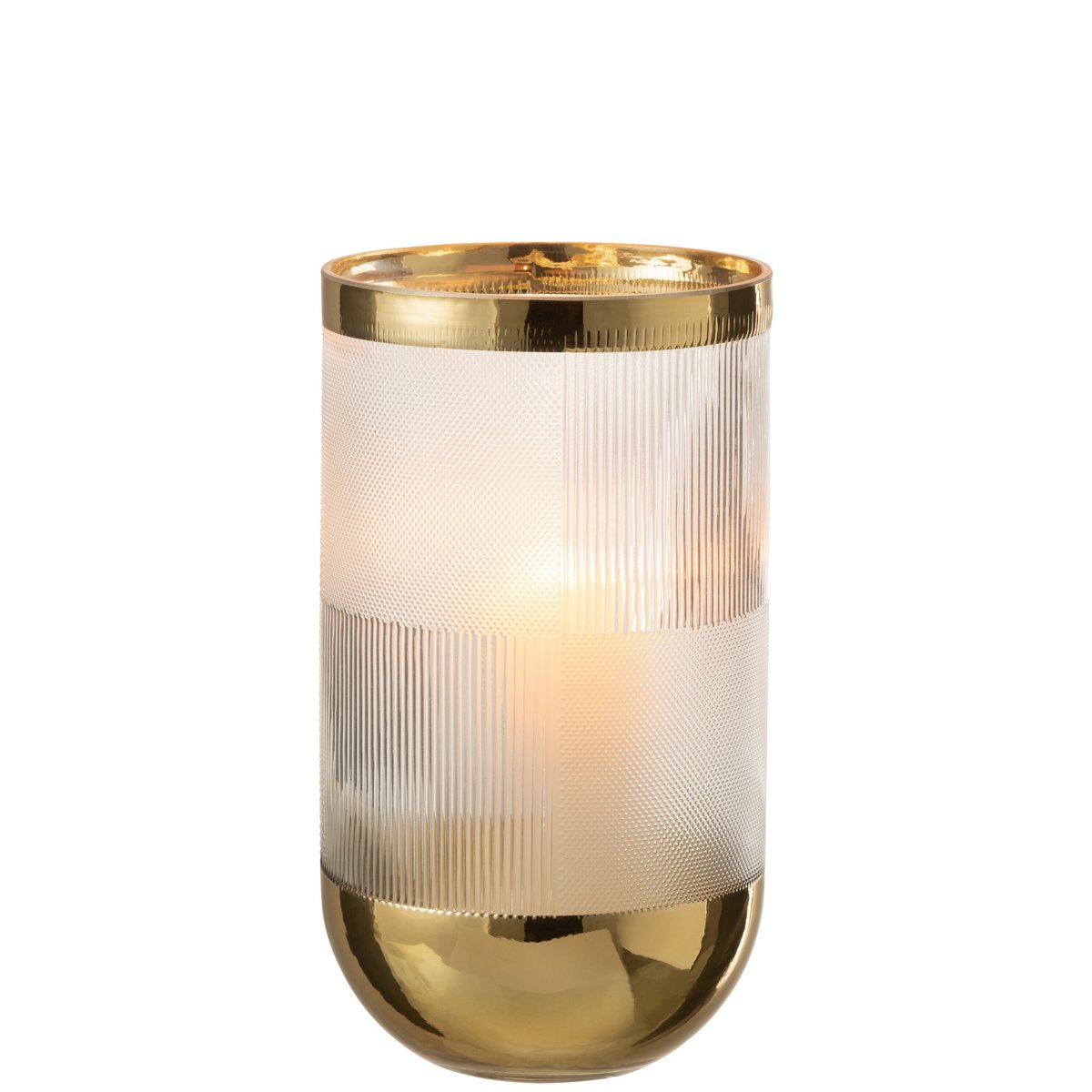 J-Line - Vaas Cylinder Motief - Glas - Transparant/Goud - Large