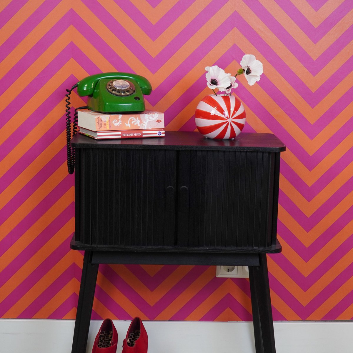 Housevitamin - Vaas - Bloemvaas Swirl - Rood/roze - 15x15x15cm