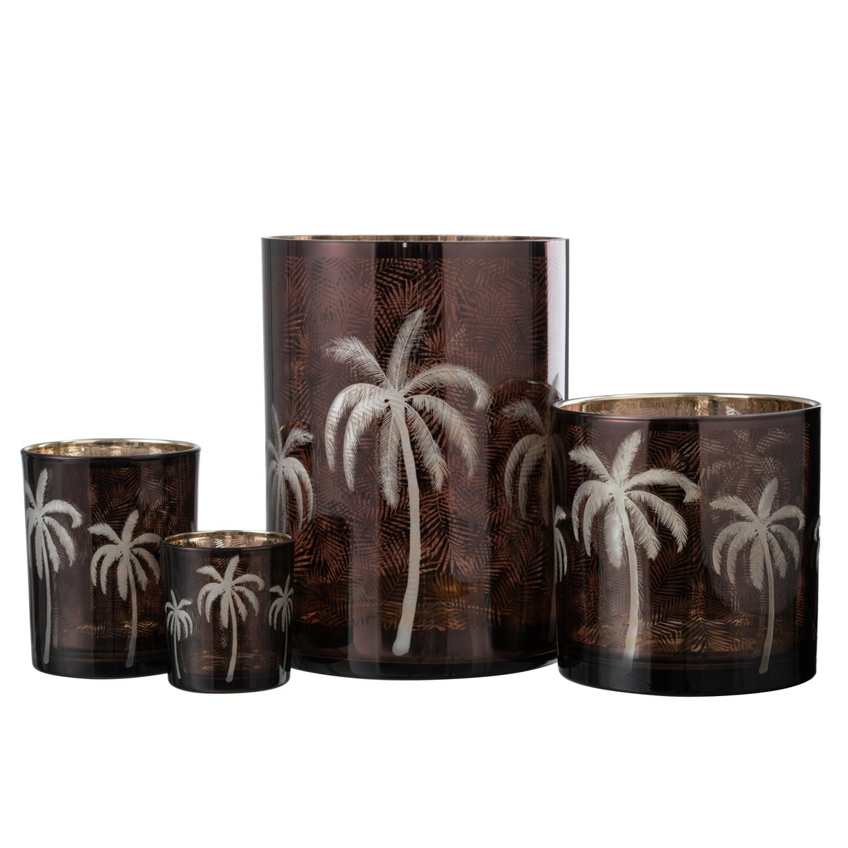 J-Line - Windlicht Palmboom - Glas - Bruin - Extra Large