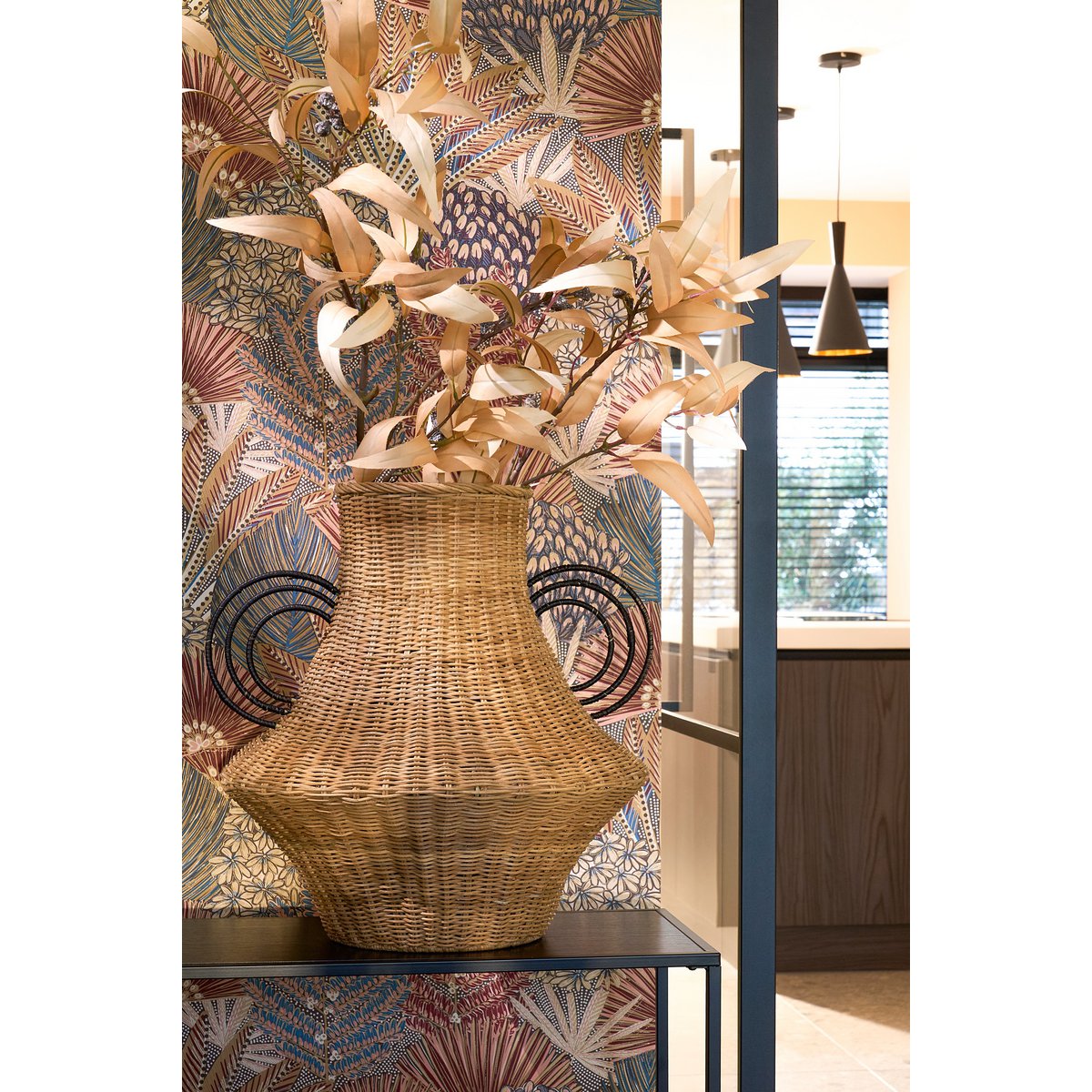 Mica Decorations - Fabiola Decoratie Vaas - H43 x Ø30 cm - Rotan - Bruin