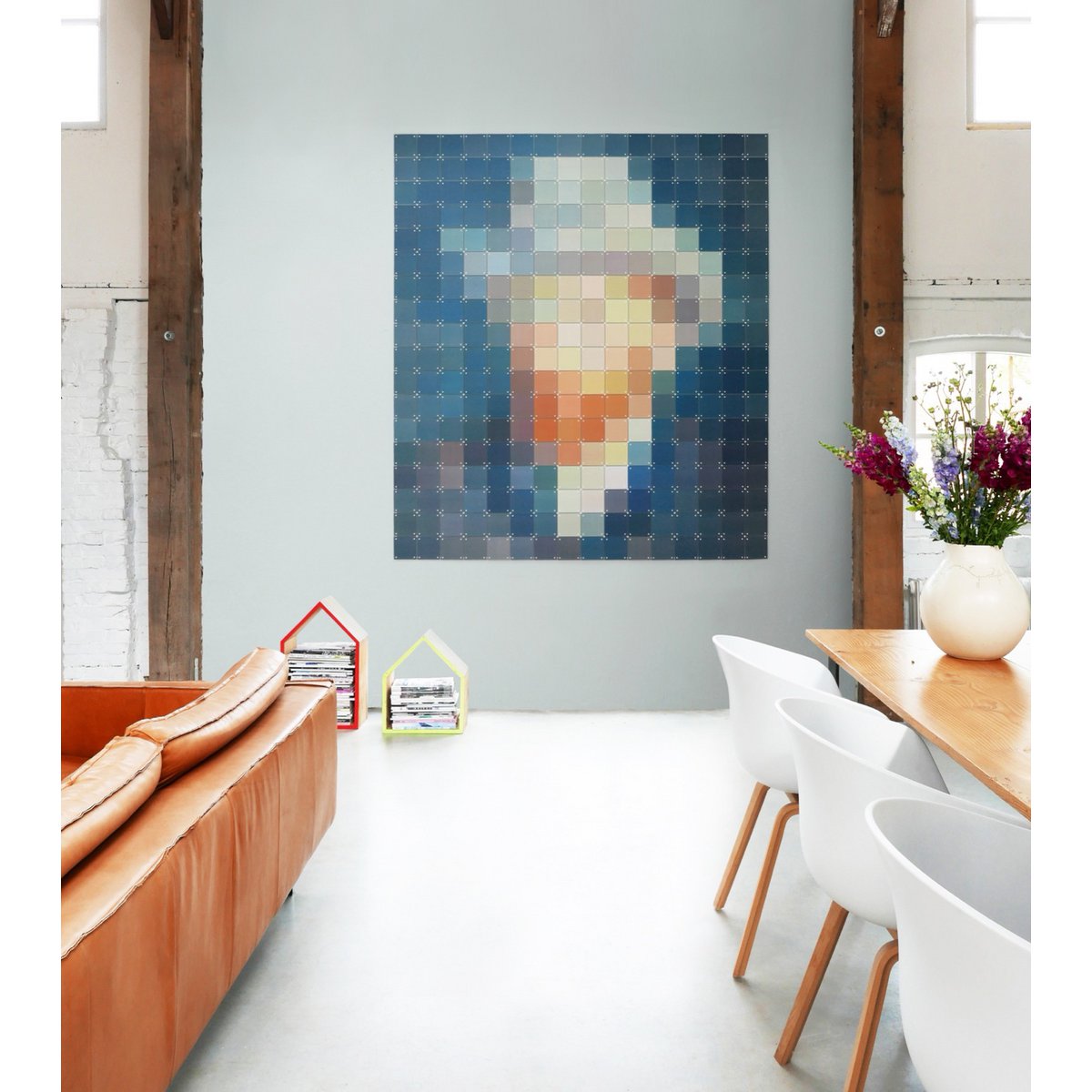 IXXI - Van Gogh Petrol pixel Wall art - Poster - Wanddecoratie - XL - grey