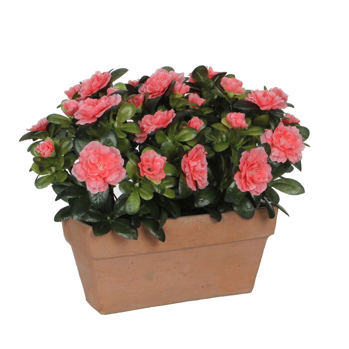 Mica Decorations - Azalea Kunstplant in Balkonbak Slate - L29 x B13 x H27 cm - Perzik