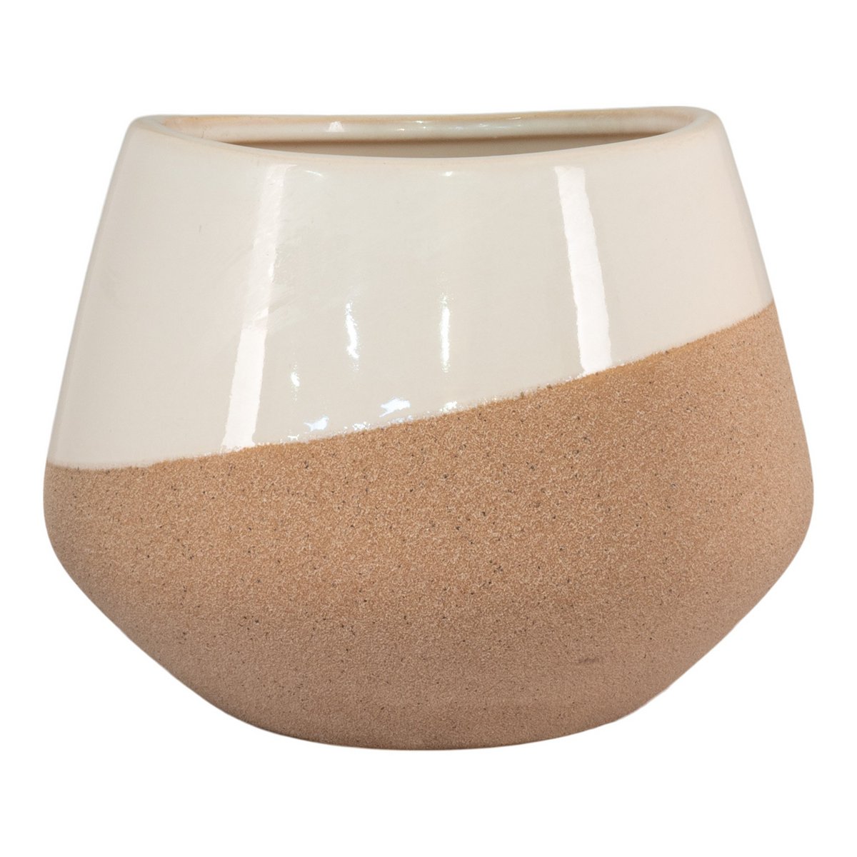 House Nordic - Bloempot - Bloempot in keramiek, beige/bruin, rond, Ø20,5x15 cm