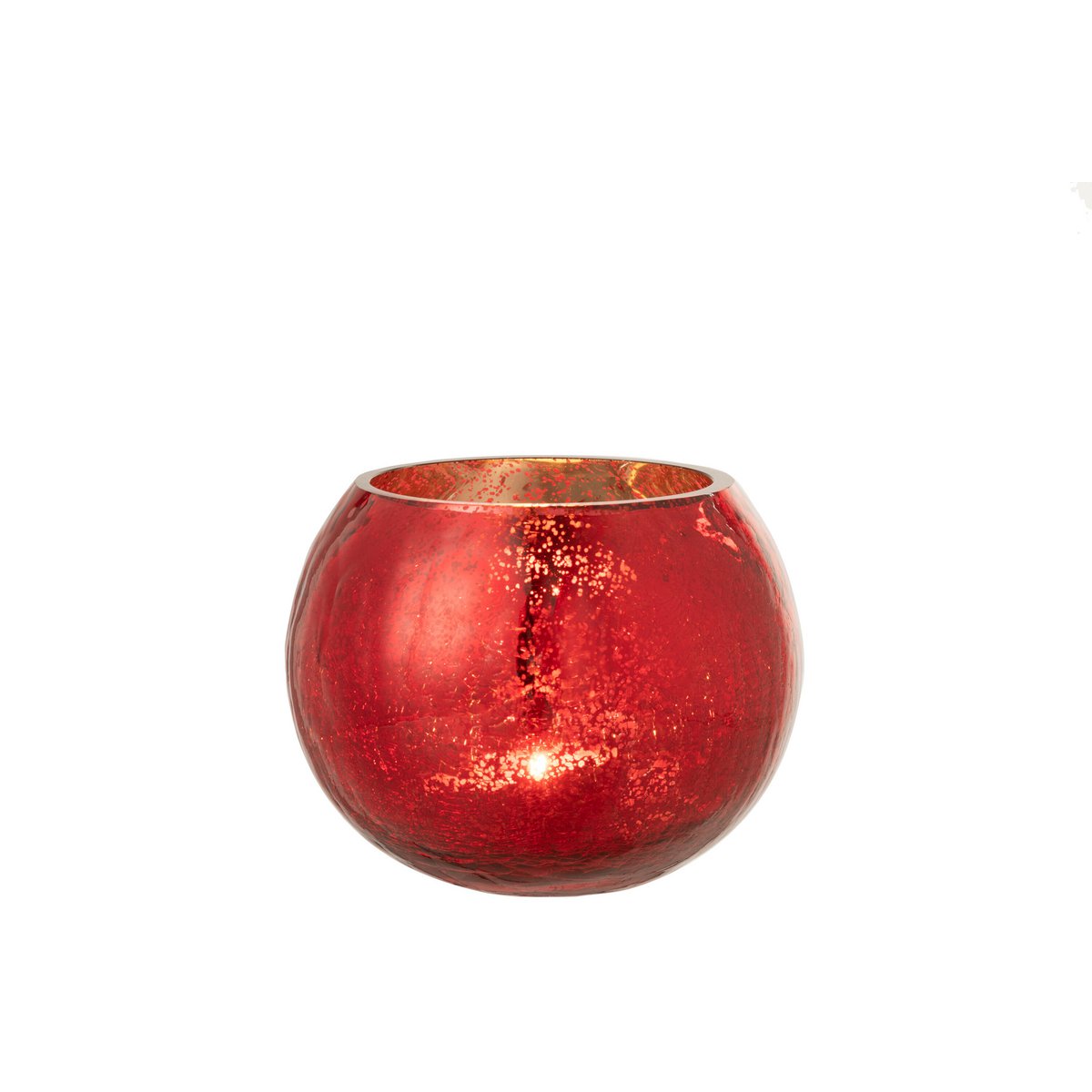 J-Line - Windlicht Bol Parel Effect - Kaarsenhouder - Glas - Rood - Medium