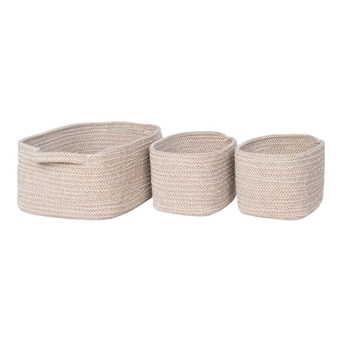 House Nordic - Teixo Basket - Mand, katoen, beige, set van 3