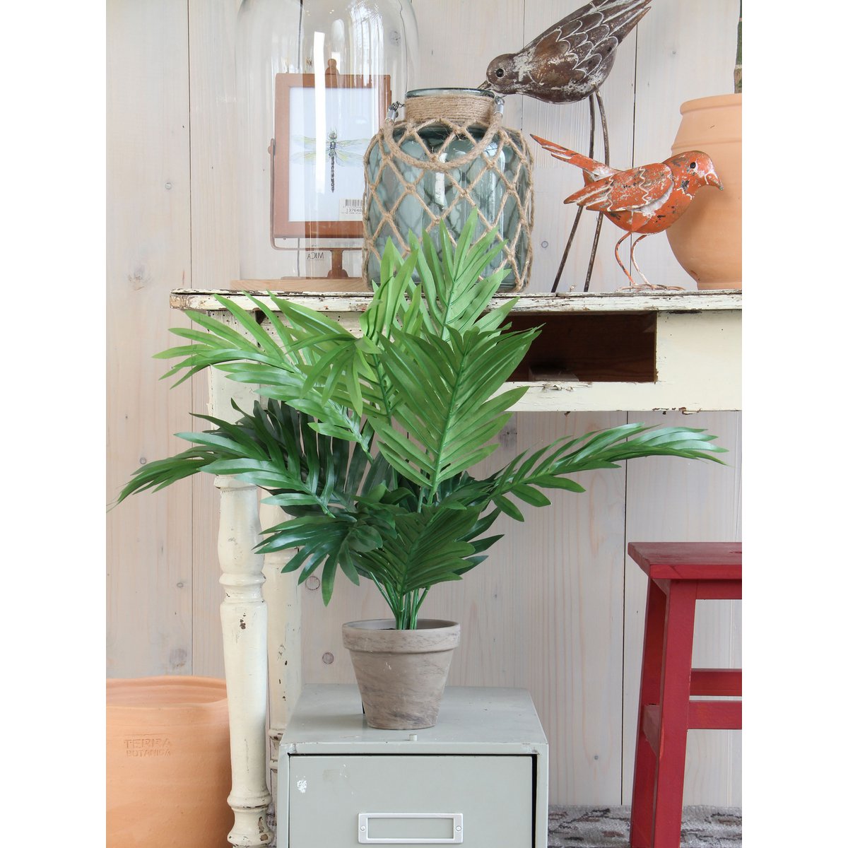 Mica Decorations - Areca Palm Kunstplant in Bloempot Stan - H45 x Ø60 cm - Groen