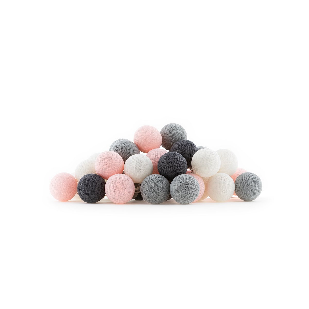 Cotton Ball Lights - Indoor regular Lichtslinger - Pink/Grey - 35 cotton balls