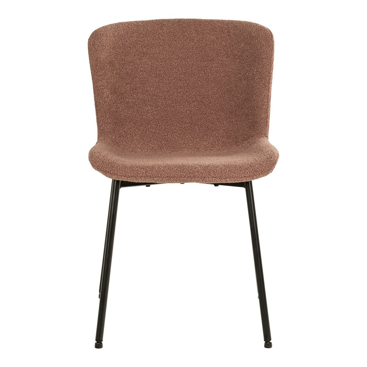 House Nordic - Maceda Dining Chair - Eetkamerstoel in bouclé, roest met zwarte poten - Set van 2