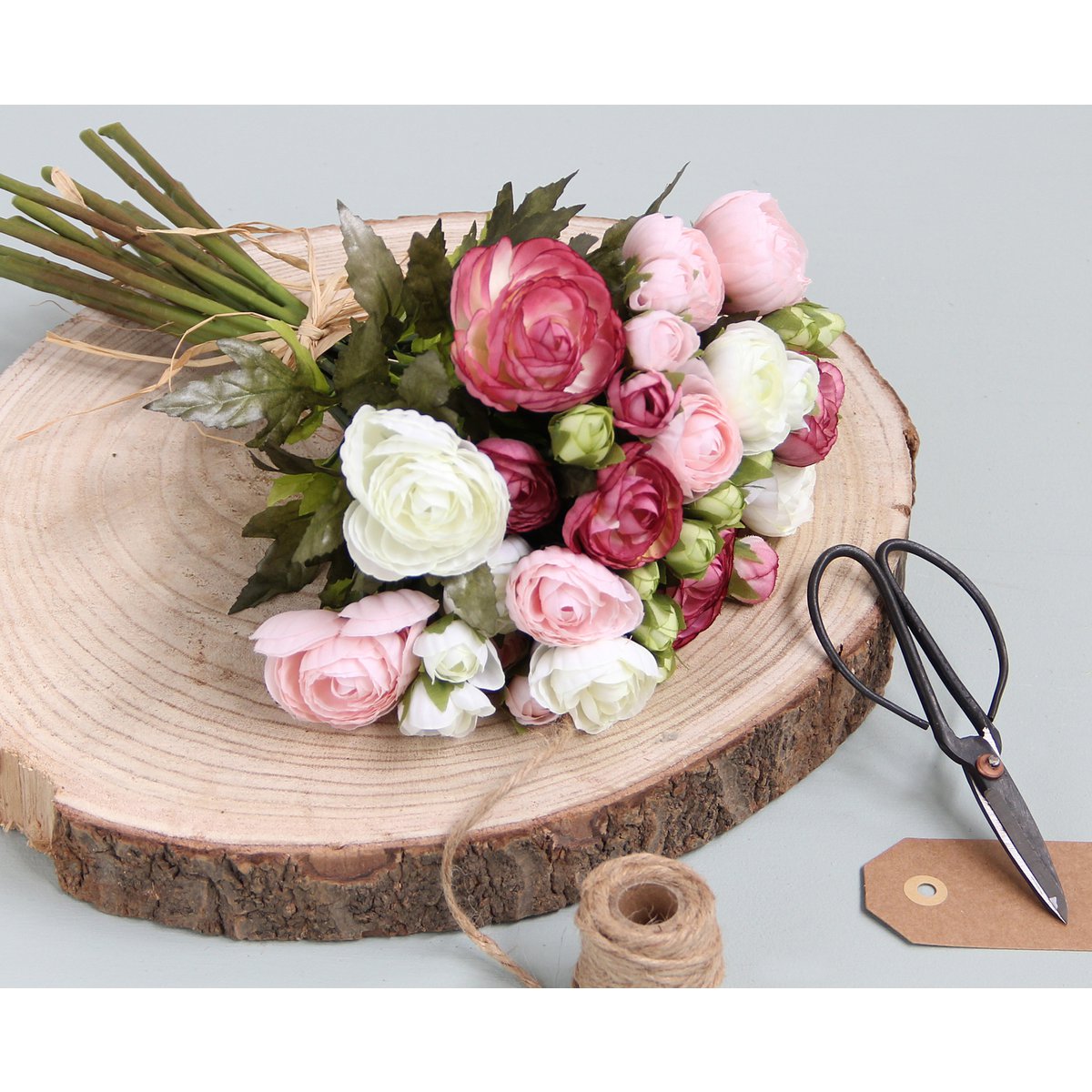 Mica Decorations - Ranonkels Kunstbloemen Boeket - H35 x Ø26 cm - Roze