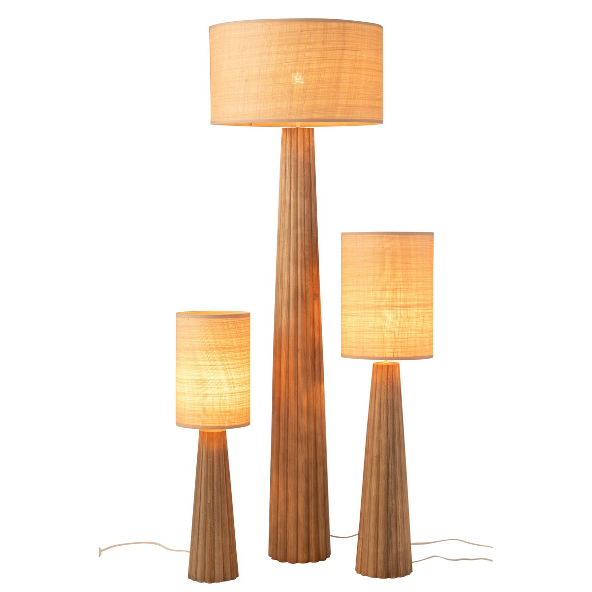 J-Line - Vloerlamp Paraplu Ailanthus Hout Naturel