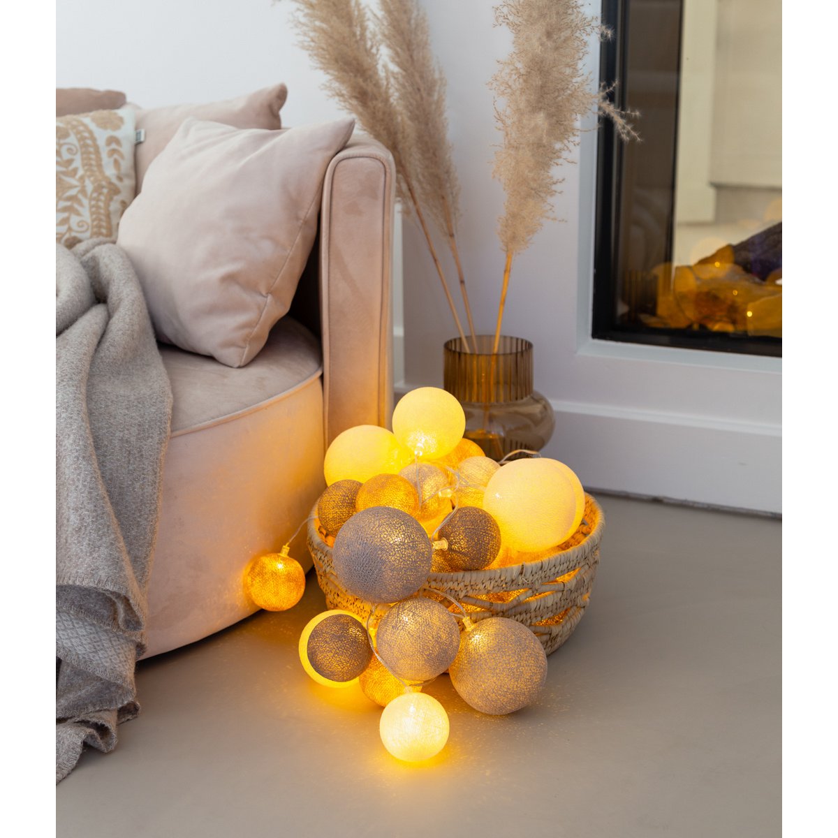 Cotton Ball Lights - Premium Lichtslinger - Soft Teddy + Adapter - 20