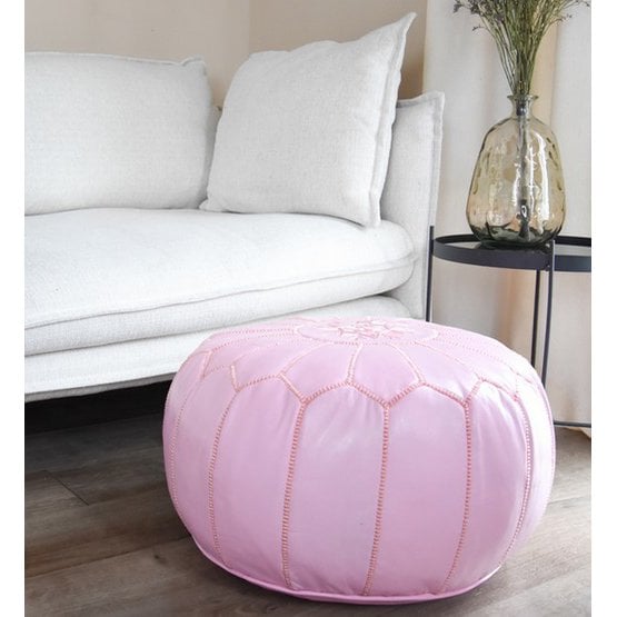 Poufs & Pillows - Leren poef - roze