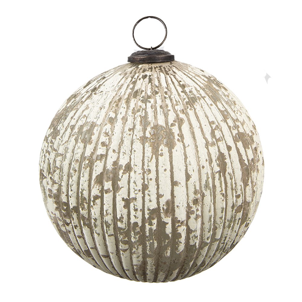 Clayre & Eef - Kerstbal Beige, Glas Ø 20x20 cm