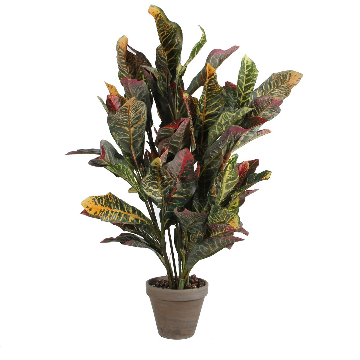 Mica Decorations - Croton Kunstplant in Bloempot Stan - H73 x Ø40 cm - Bont