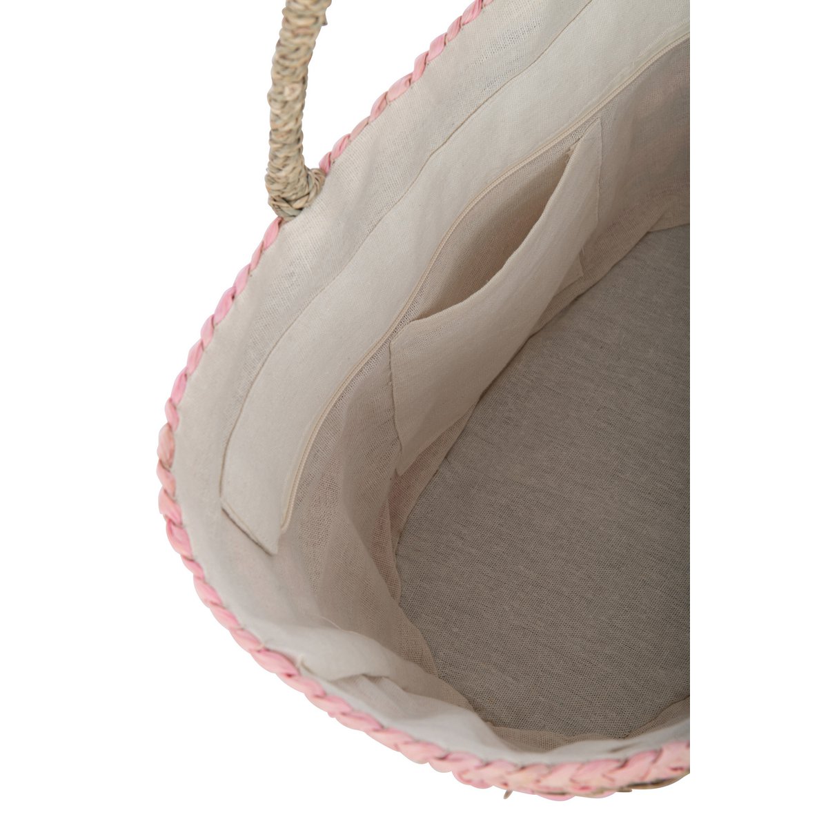 J-Line - Strandtas 'Garcia' (Naturel, Jute, Roze)