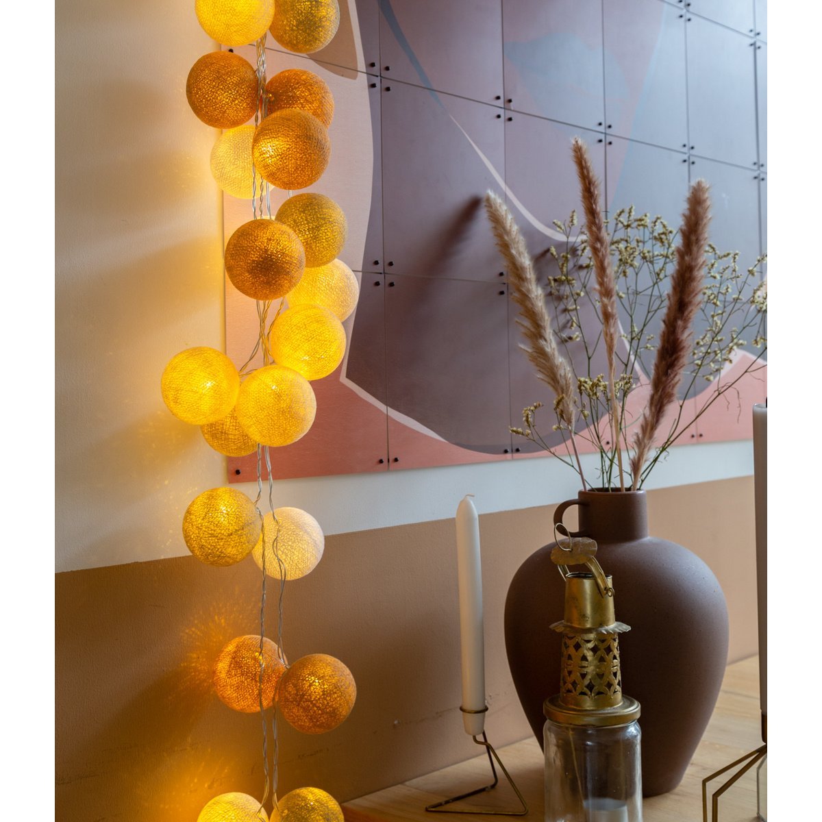 Cotton Ball Lights - Indoor regular Lichtslinger -  Creamy - 50 cotton balls