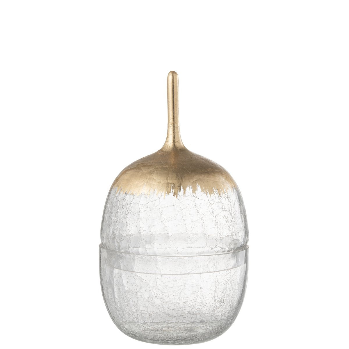 J-Line - Voorraadpot Crackle Glas Transparant Goud Large